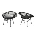 Cordella Outdoor Woven Wicker Chairs with Cushions Set of 2