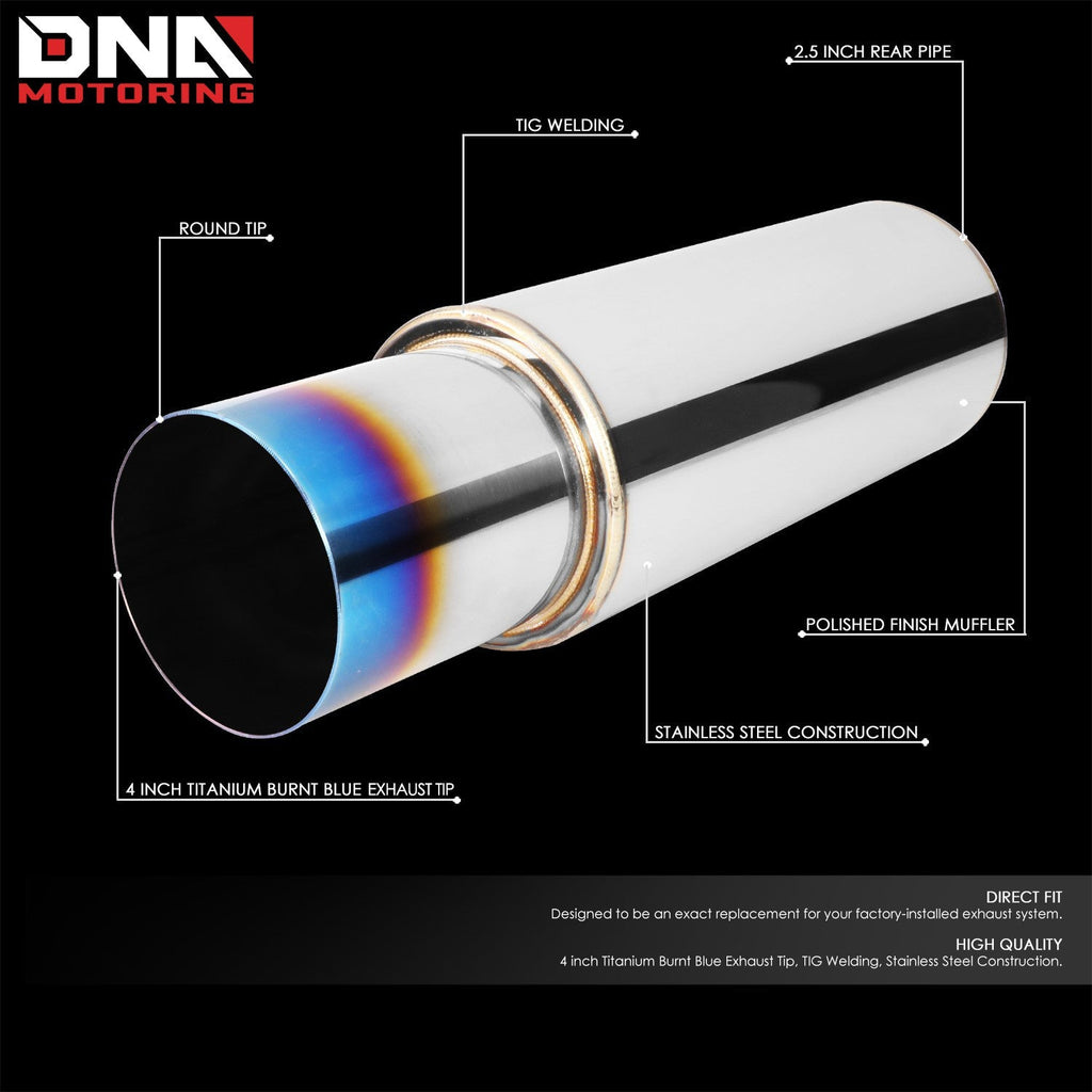 DNA MOTORING Stainless Steel Straight-Through Exhaust Muffler