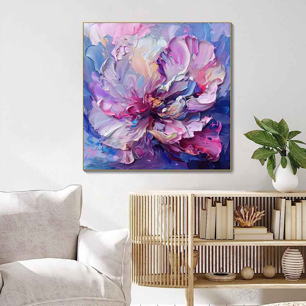 Handmade Oil Painting Canvas Wall Art Decoration Abstract Big Purple Flowers Pictures For Home Decor Rolled Frameless Unstretched Painting