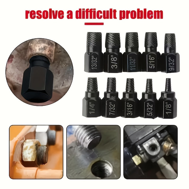 20pcs Industrial Screw Extractor Set: Alloy Steel Damaged Screw Removal Kit, Metal Easy-Out Drill Bits, Broken Bolt Stud Extractor Tools, Multi-Groove Screw Extractor Set, Suitable for Bolt Stud Tubes 1/8"-13/32", Local Wareh