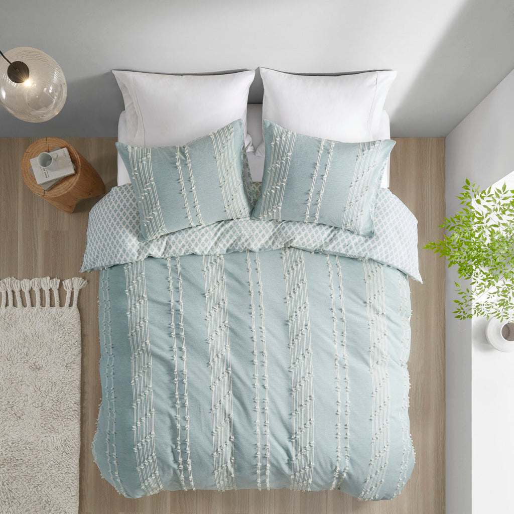 Full/Queen 3 Piece Cotton Jacquard Duvet Cover Set