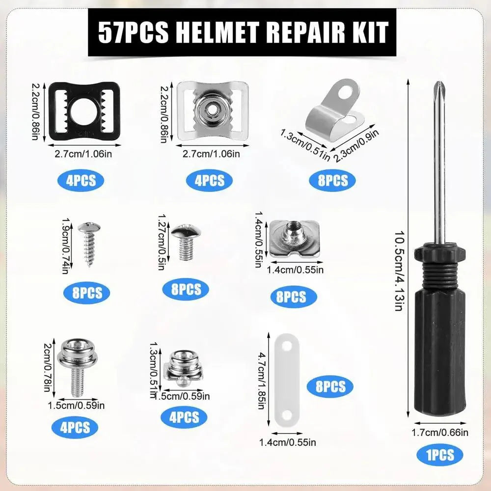 57 Piece Universal Sports Helmet Repair and Hardware Kit