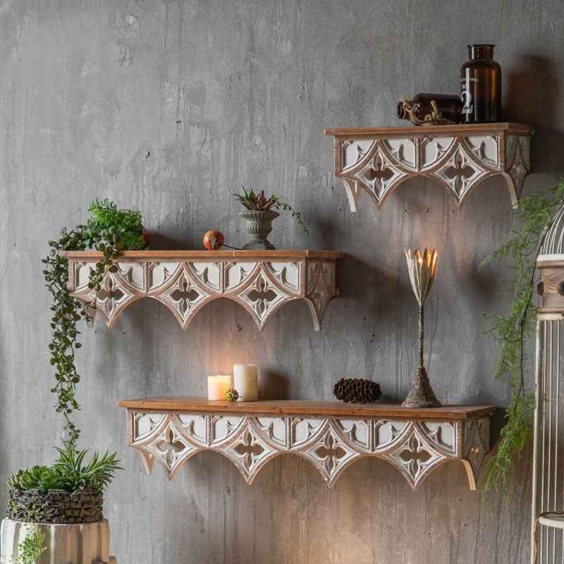 Pastoral Style Bed & Breakfast Flower Shelf Background Wall Decoration Shelf