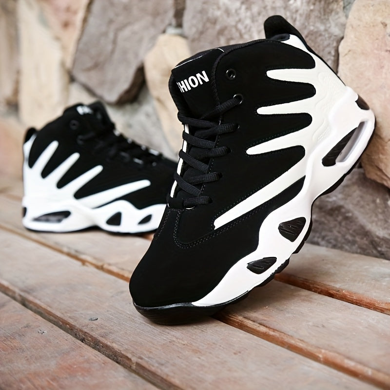 Professional Basketball Shoes for Men, Comfortable High-top Breathable Non-slip Shock Absorbing Lace-up Cushion Sneakers for Training, Running And Stepping