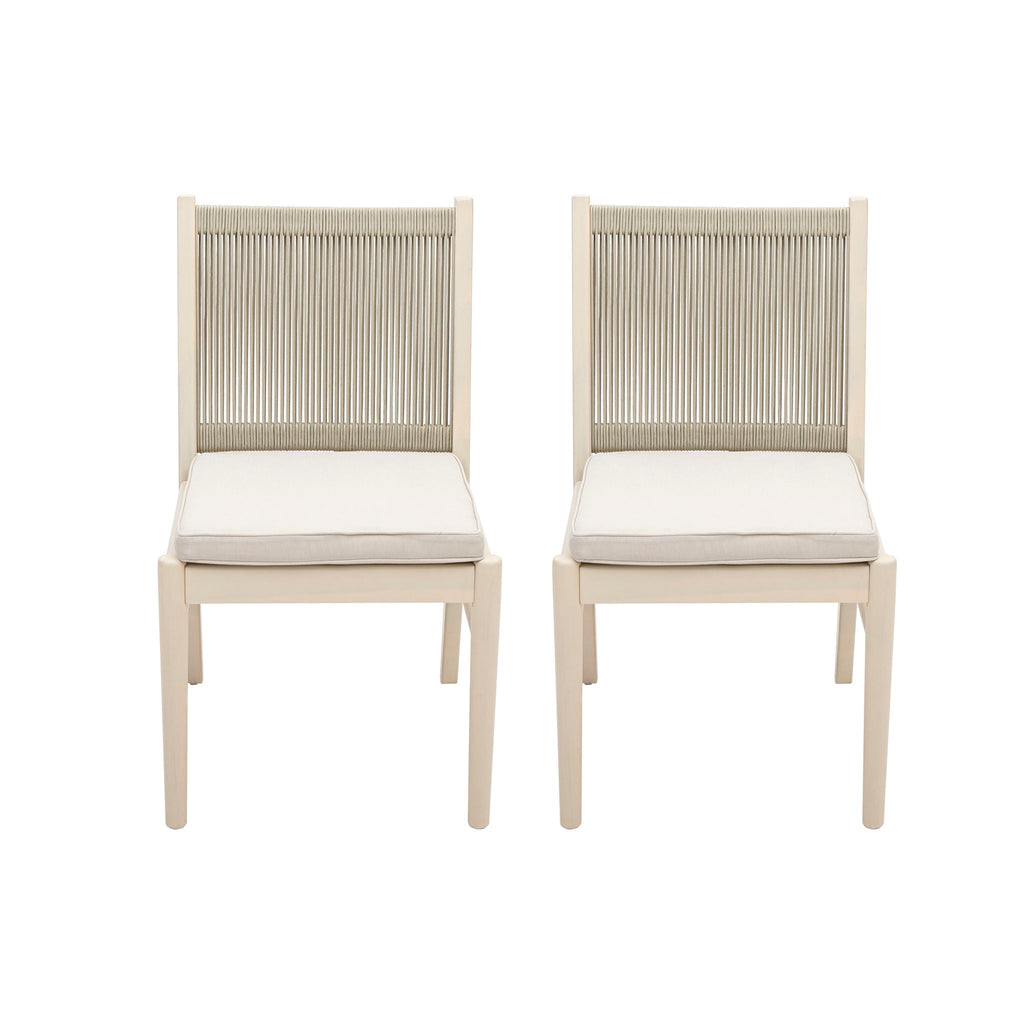 Cordoba Dining Chair Set of 2 - Comfortable Armless Chairs - Beige