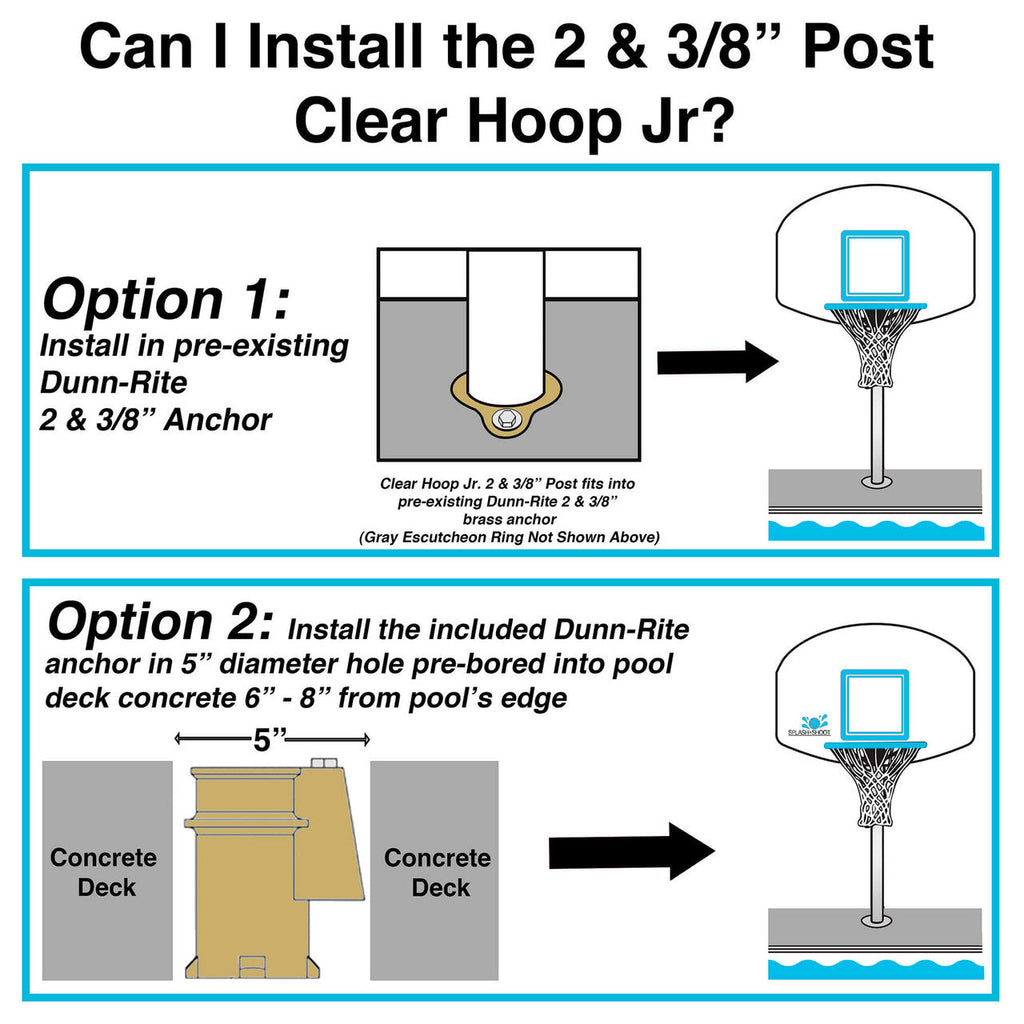Dunn Rite Clear Hoop Jr. Combo Deck-Mounted Pool Basketball and Volleyball Set