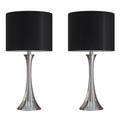 Lenuxe 24-Inch Contemporary Metal Table Lamp Set in Polished Nickel