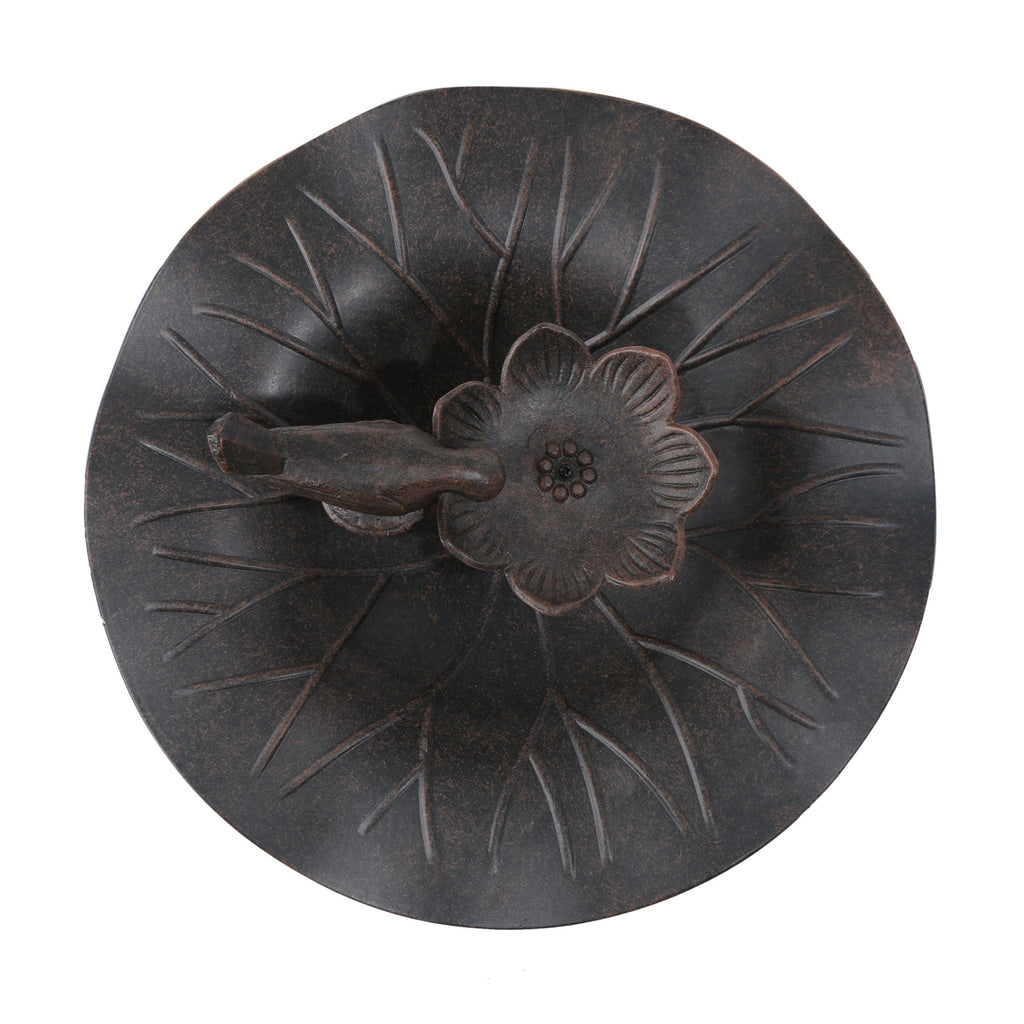 Lancaster Outdoor Aluminum and Iron Top Bird Bath with Iron Base, Bronze