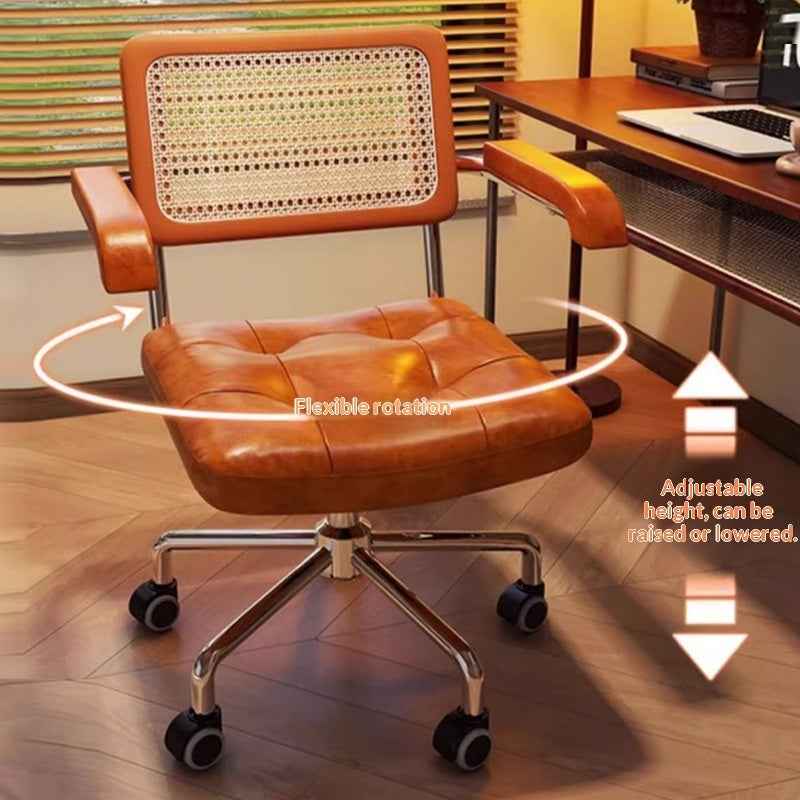 Wicker Computer Chair A Comfortable Height-adjustable Swivel Chair