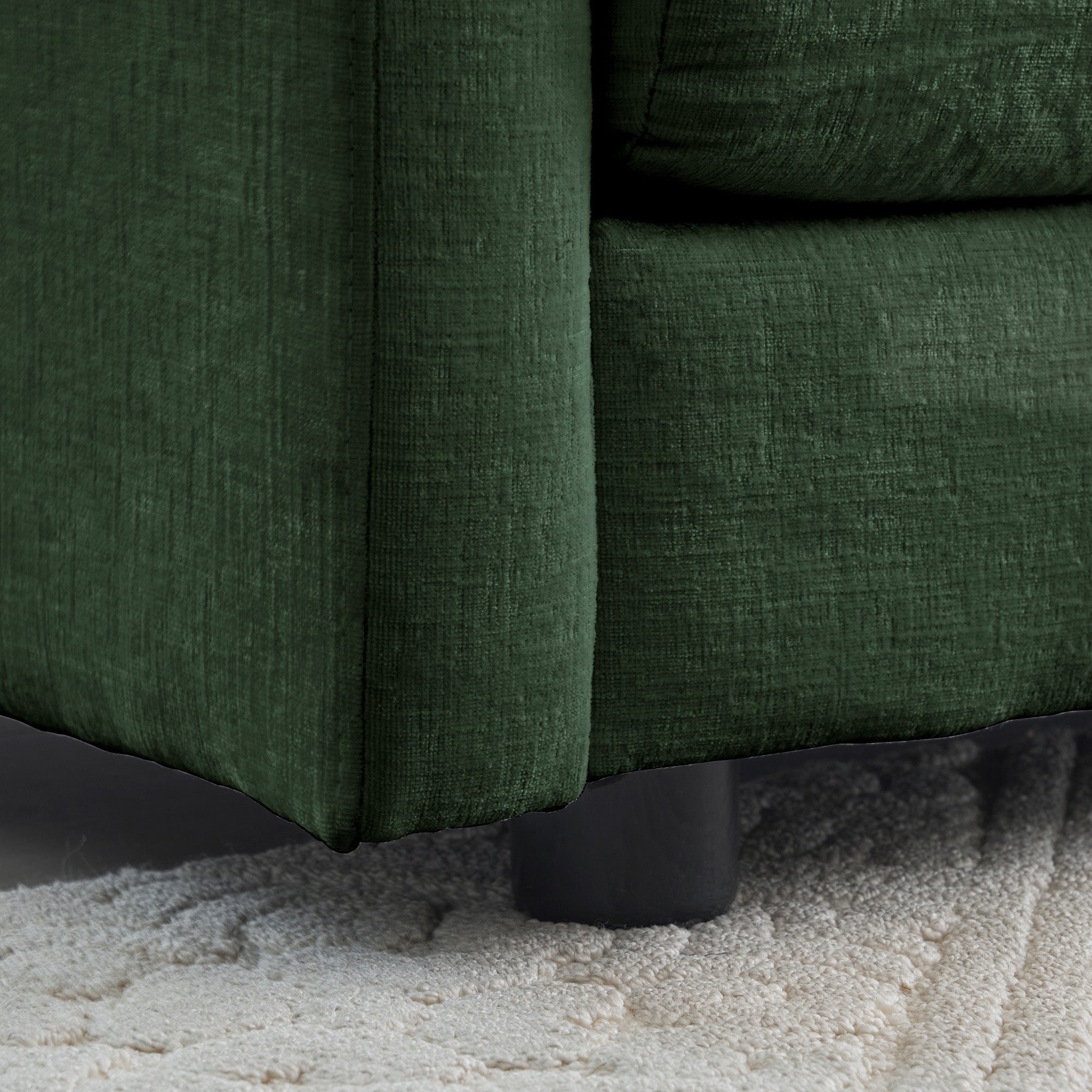 Mid-Century Modern 3-Seater Sofa with Green Chenille Upholstery