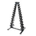 Power Systems Neoprene/Vinyl Dumbbell Vertical Rack with Black Neoprene DB Set 1-15 lbs