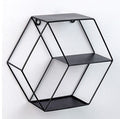 Hexagon Metal Wall Shelf - 3-Tier Industrial Iron Geometric Floating Storage Rack