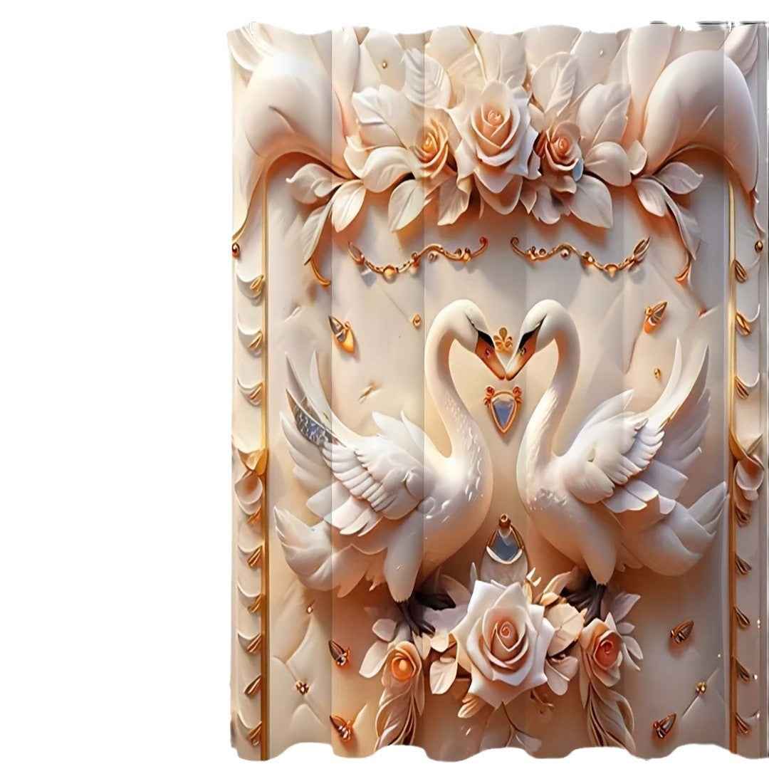 Creative 3D Swan Shower Curtain America Europe