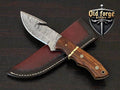 Premium Damascus Steel Switchblade Gut Hook Hunting Knife – Rose Wood Handle