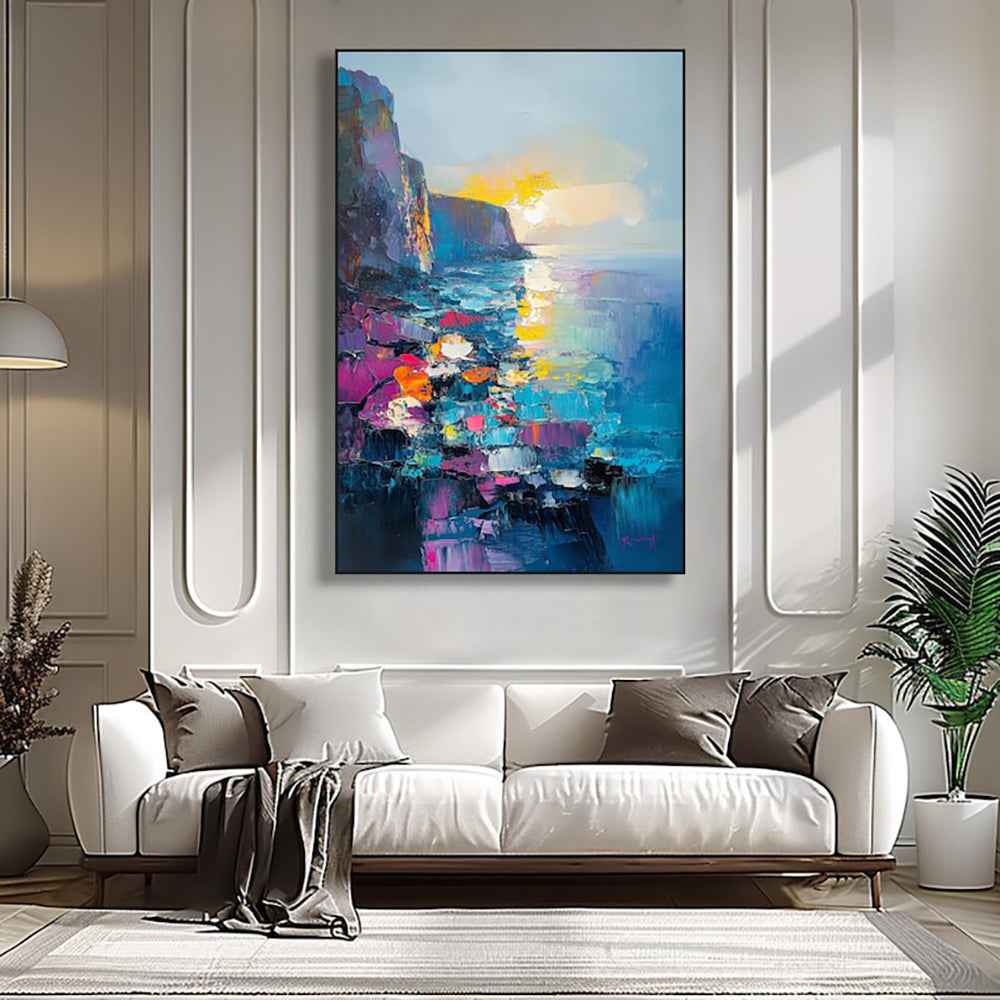 Handmade Oil Painting Canvas Wall Art Decoration Abstract Mediterranean Scenery Pictures For Home Decor Rolled Frameless Unstretched Painting