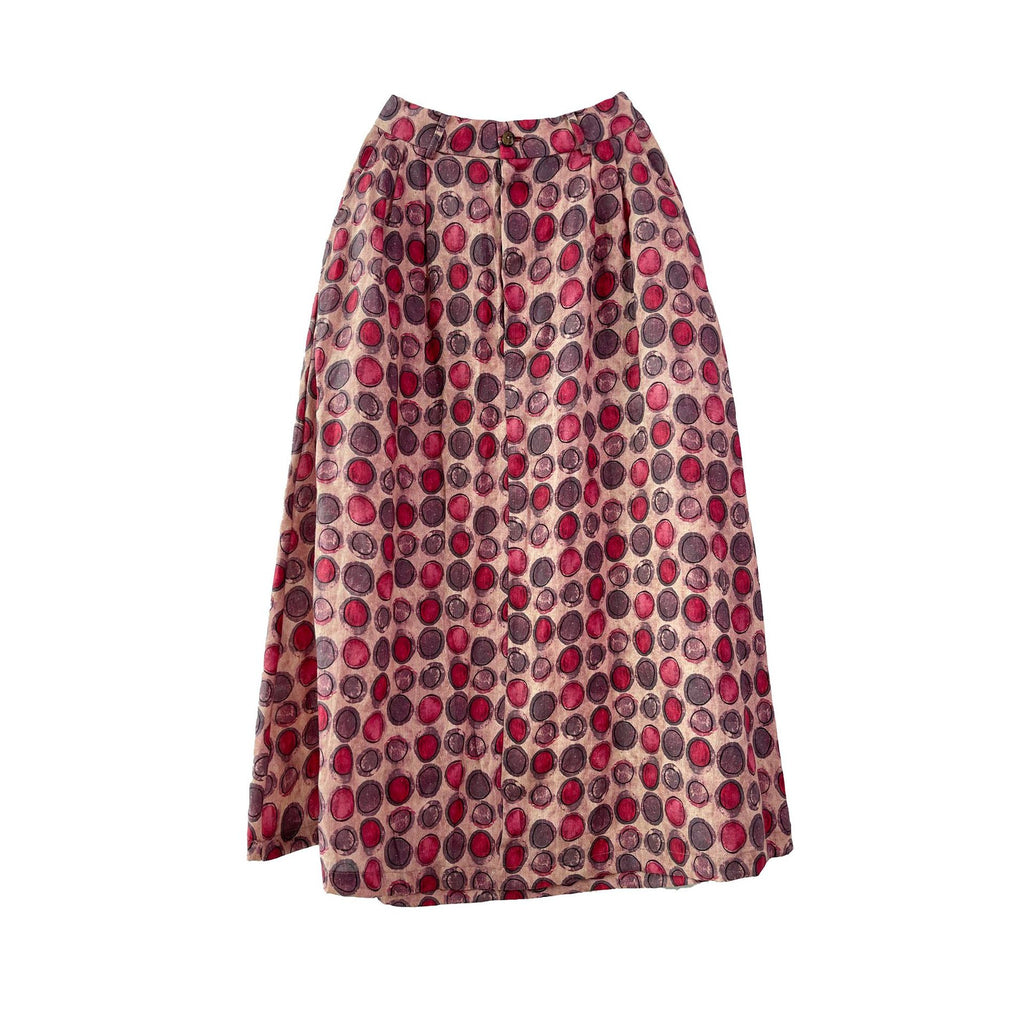 Polka Dot Linen  Literary And Casual Cotton And Linen Skirt