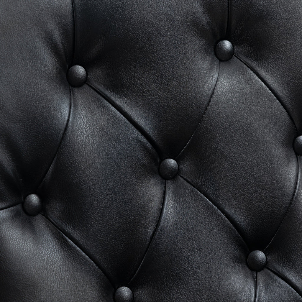 Modern Accent Armchair with Black PU Leather and Wood Legs