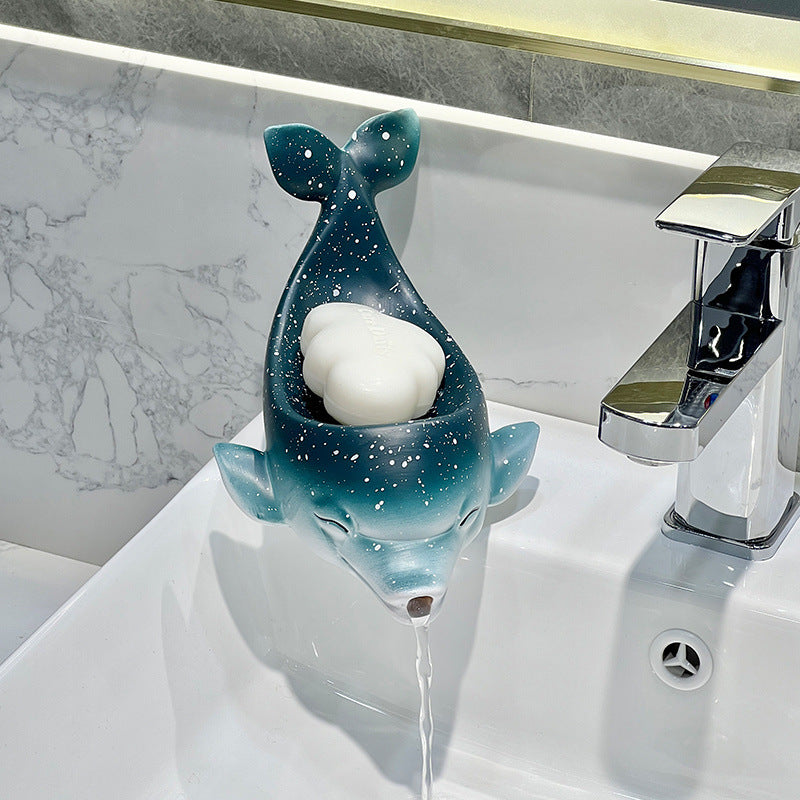 Dolphin Drain Soap Box Ceramic Household Punch-free Toilet
