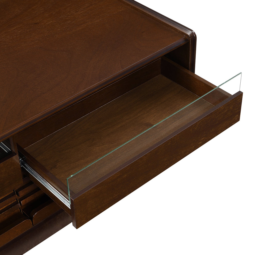 Modern Rectangle Coffee Table with 4 Drawers and 2 Display Shelves