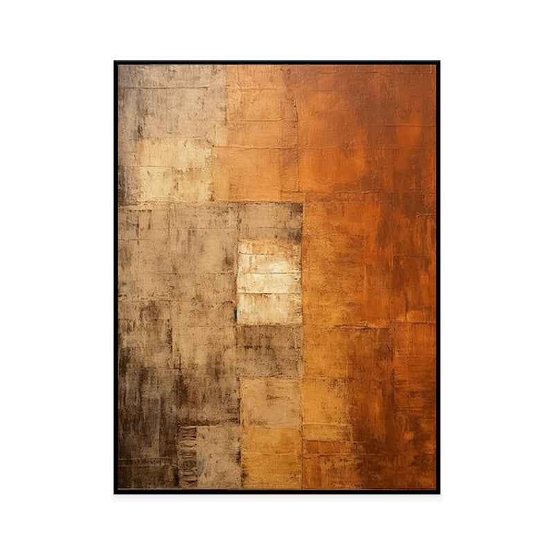 Orange Wabi-Sabi Painting Brown Abstract Painting Medieval Handmade Oil Painting  On Canvas Minimalist Wall Art For Living Room Home Decor