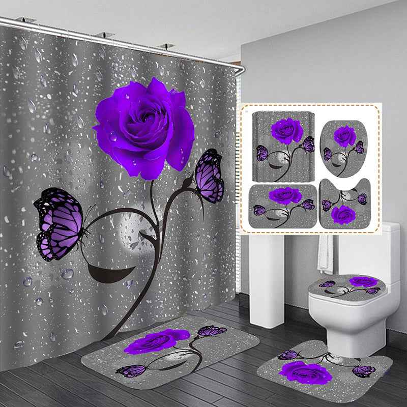 Floral Printing Series Polyester Shower Curtain