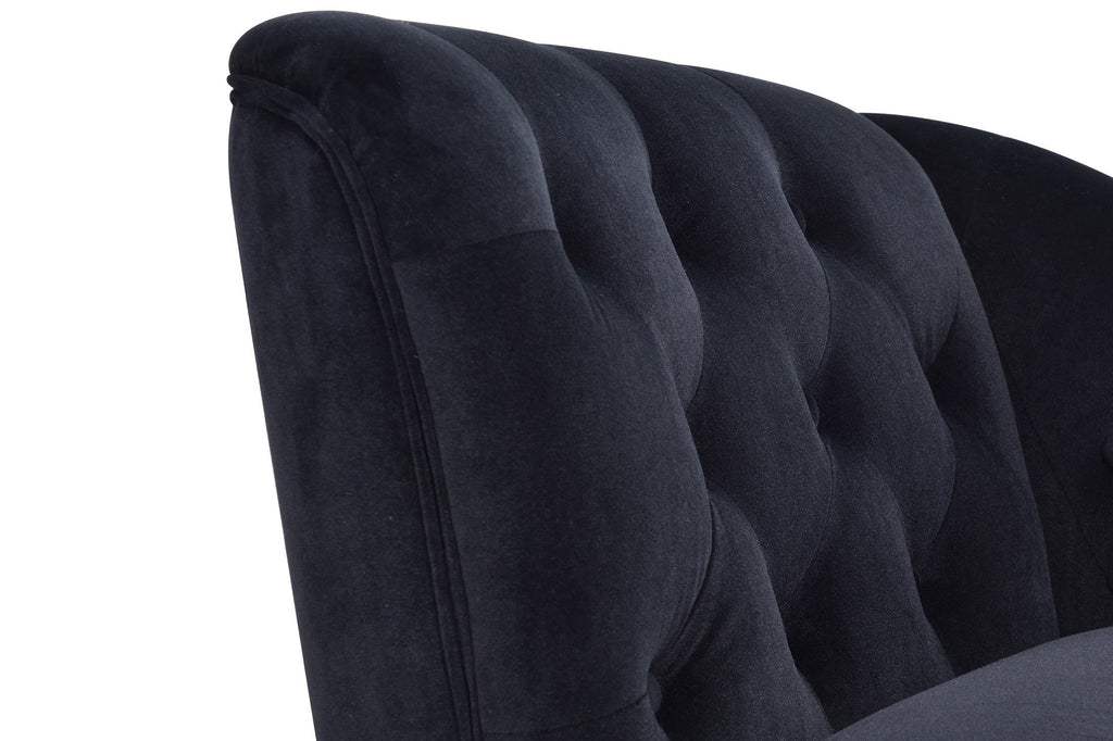 58" Velvet Chaise Lounge with Nailhead Trim and Solid Wood Legs