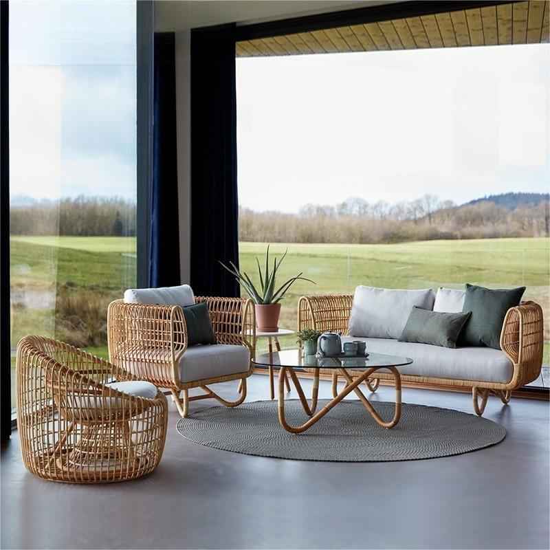 Outdoor Sofa Woven Rattan Chair Tea Table Combination
