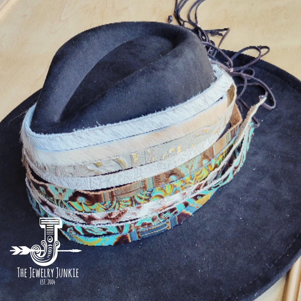 White and Gold Gator Embossed Leather Hat Band Only 951g