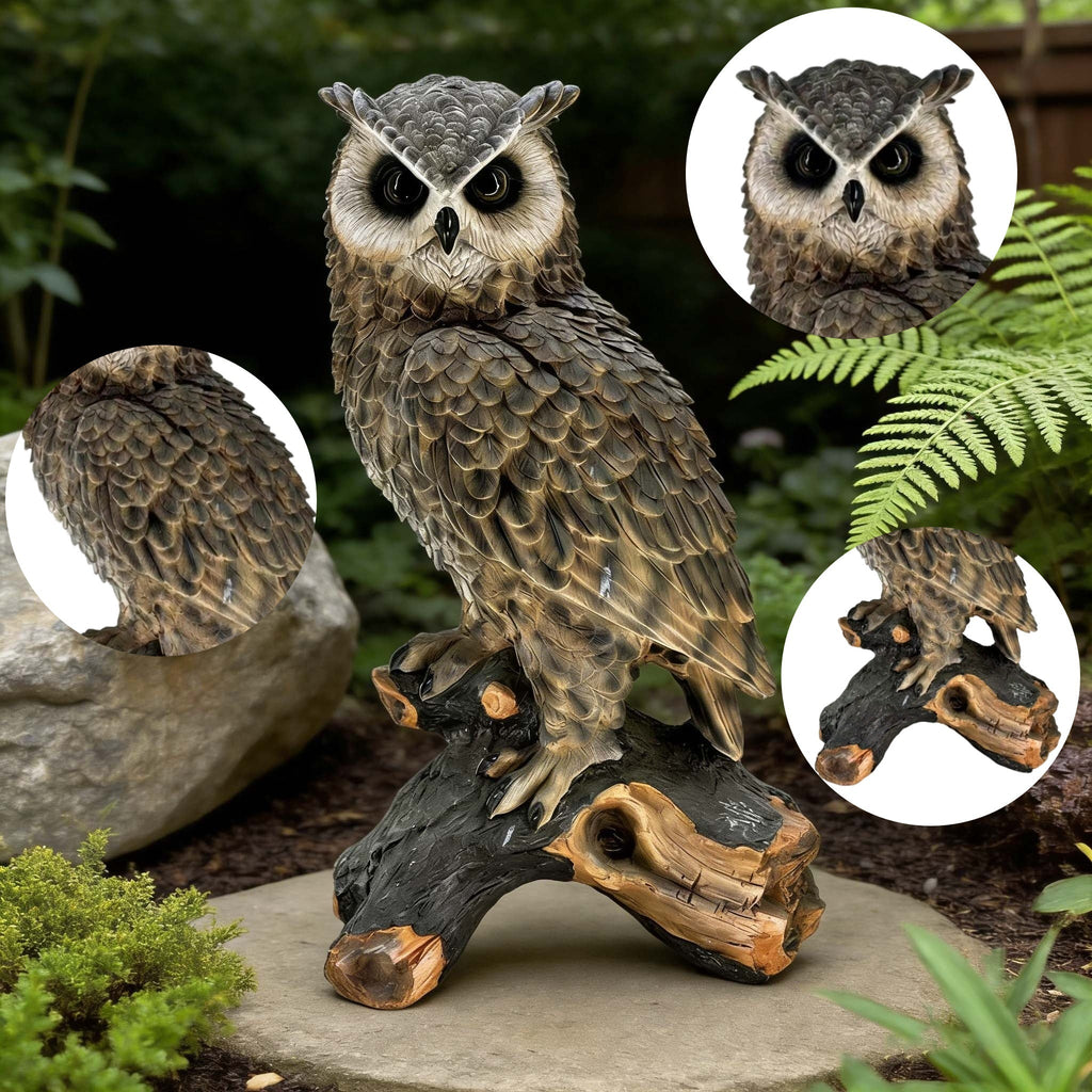 18.98' H x 11.10' L Simulated Owl Resin Garden Statue