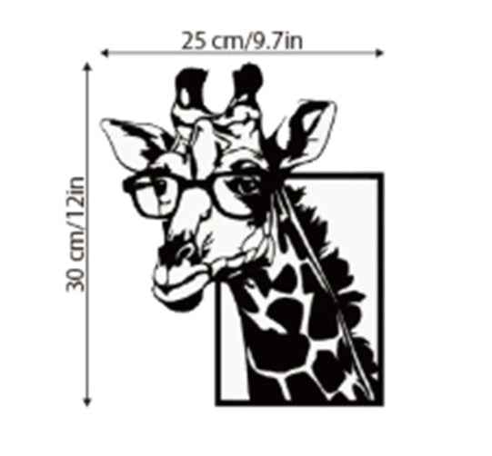 Animal Wearing Glasses Giraffe Silhouette Wall Hanging
