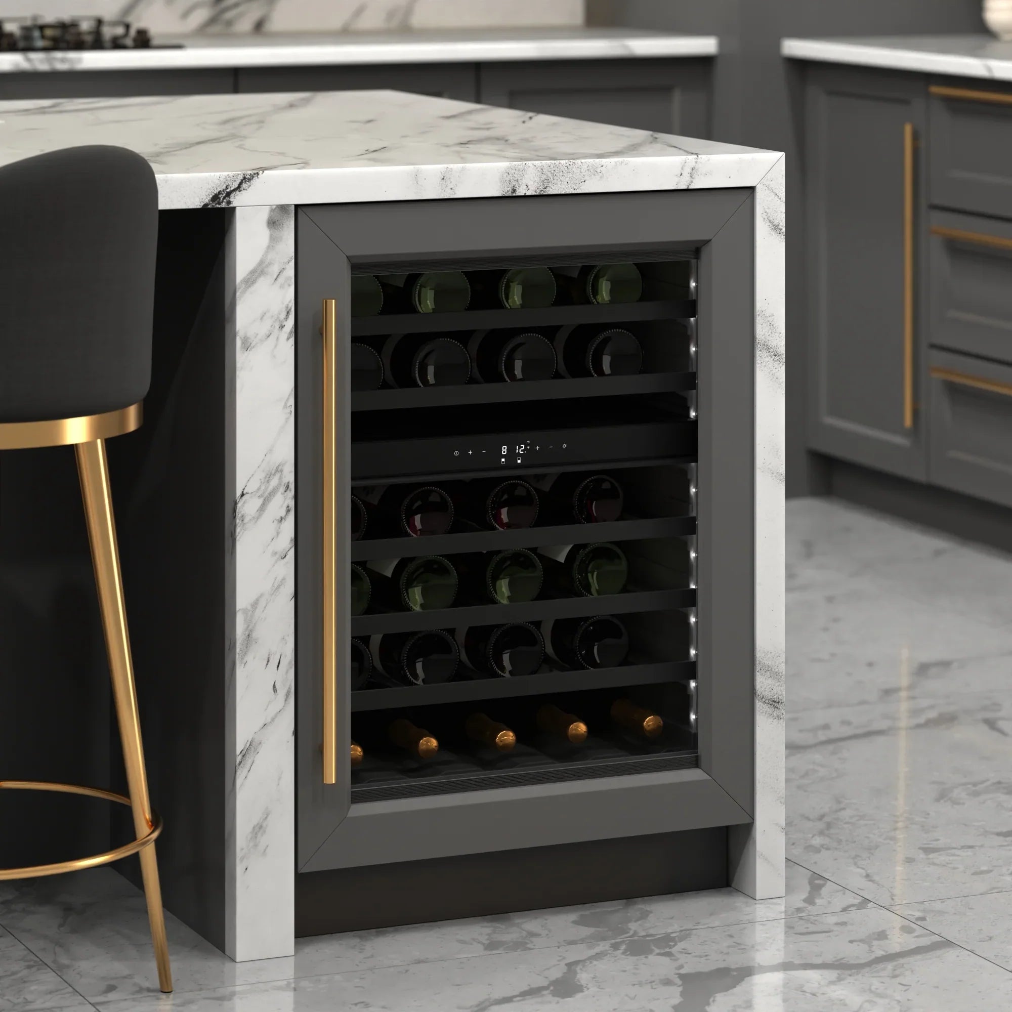 KoolMore Reserve 24 in. Under-Counter Panel Ready Dual Zone Built-in Wine Cooler and 45 Bottle Capacity in Black