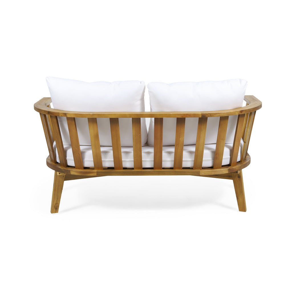 4-Pieces Acacia Wood Patio Furniture Set with Cushions