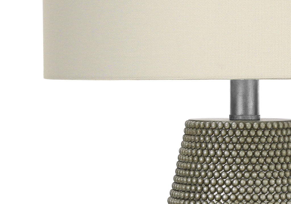 Lighting, 24'h, Table Lamp, Grey Resin, Ivory / Cream Shade, Contemporary