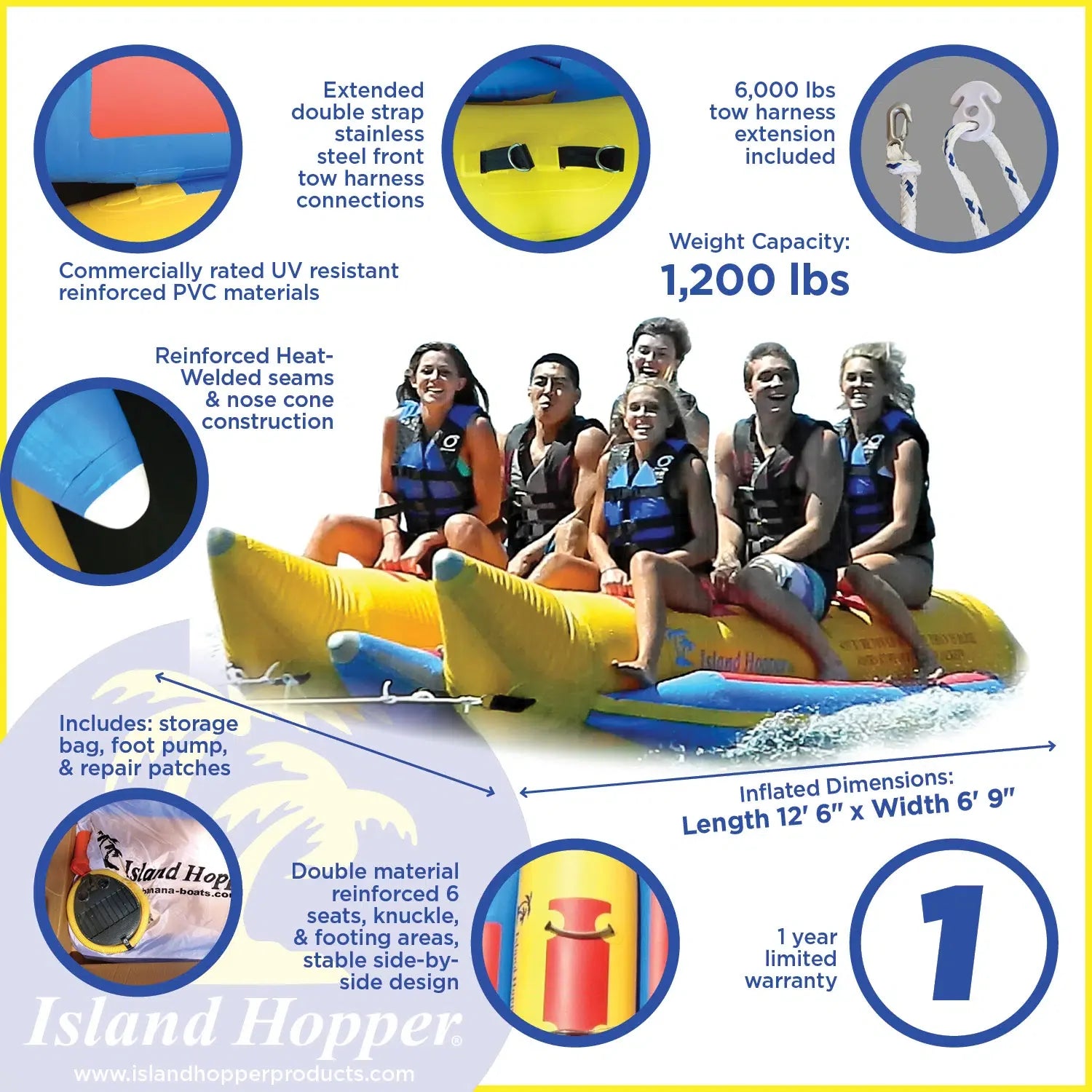 Island Hopper Banana Boat “Elite Class” 6 Passenger Side-By-Side