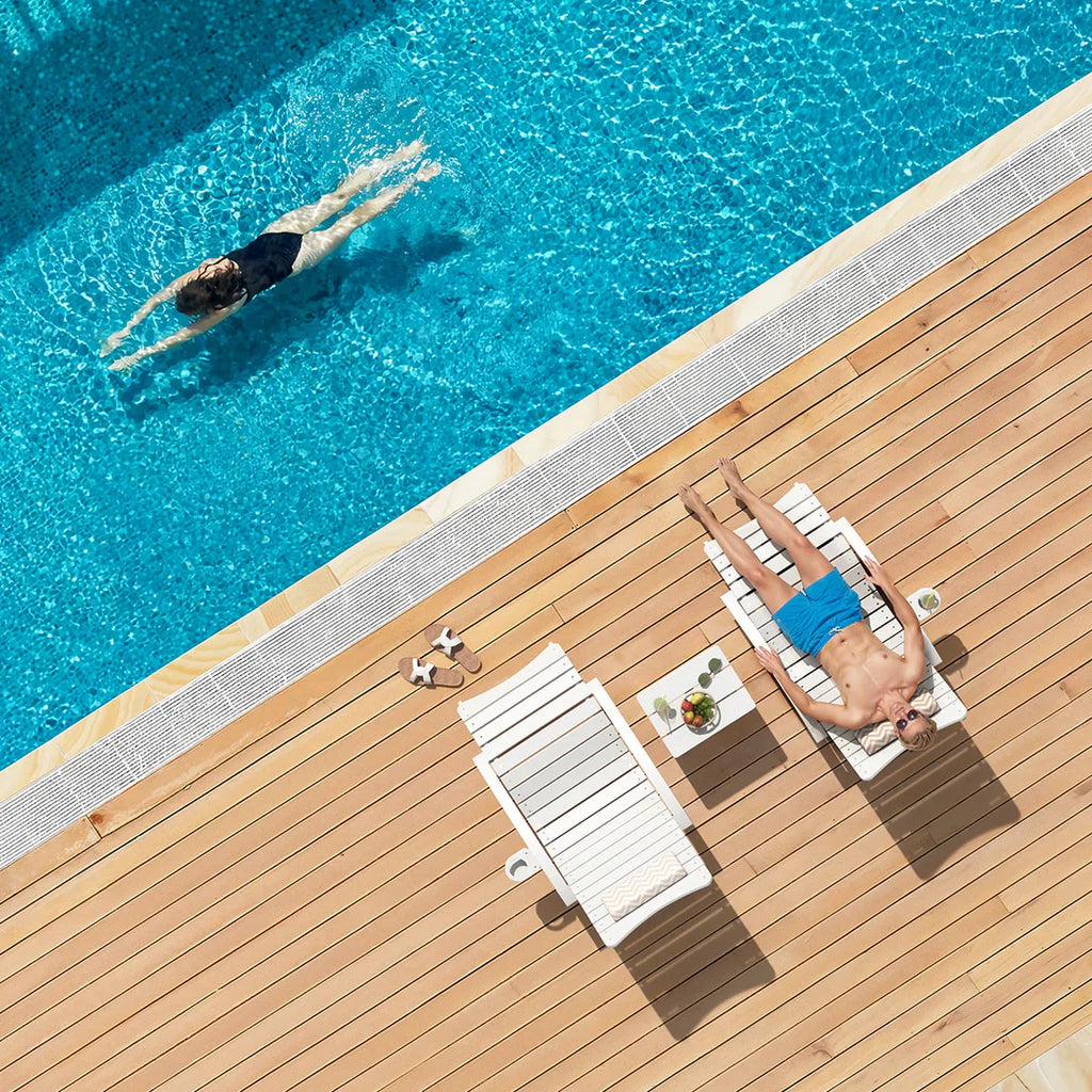 AquaCurve™ AquaWave In-Pool Lounge Chair with Armrests & Cup Holder for Tanning Ledge and Sun Shelf