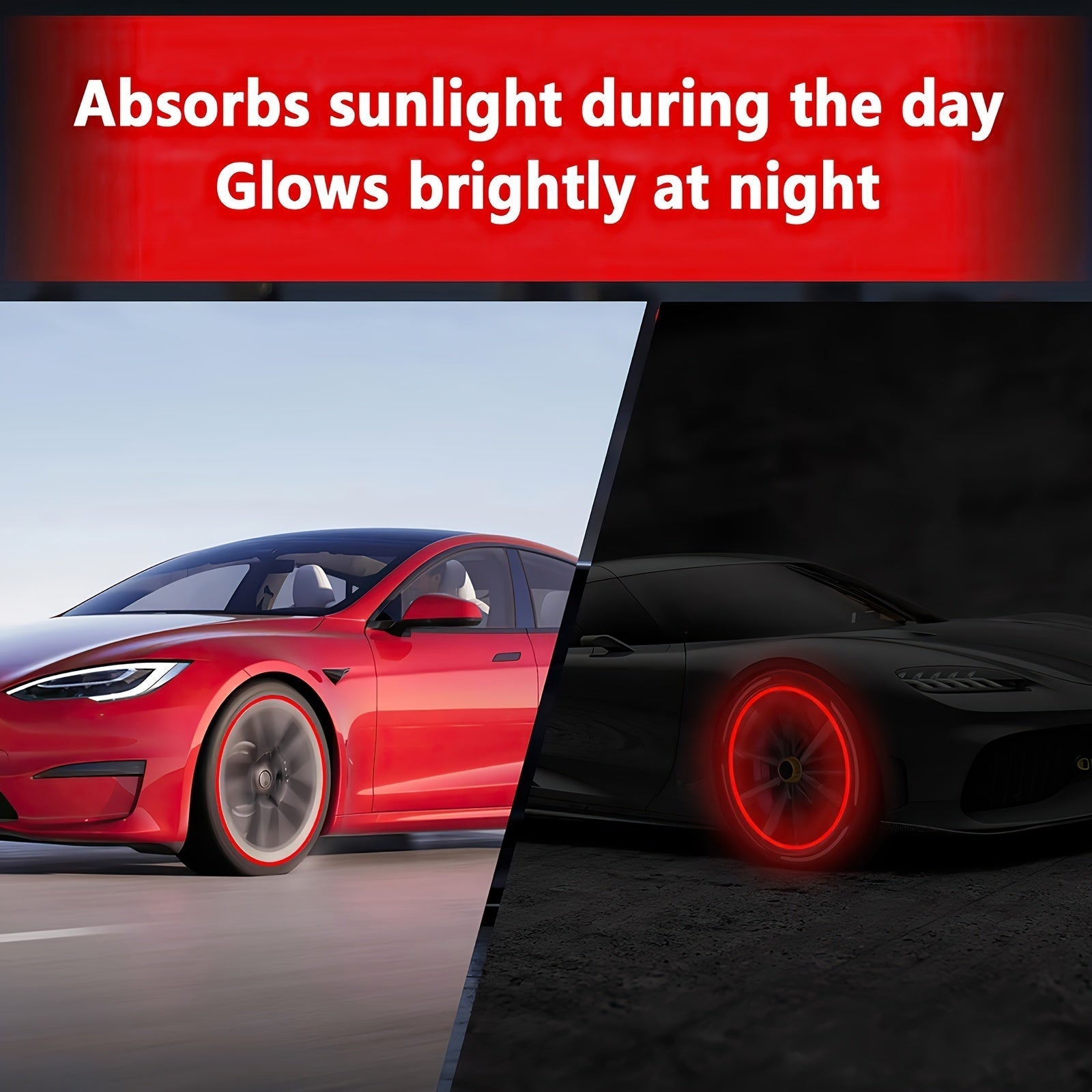 A Collection of Four Glowing Tire Valve Caps Designed to Stop Air from Escaping, Ideal for Vehicles Like Cars, Bikes, And Trucks, Adding a Fashionable Touch