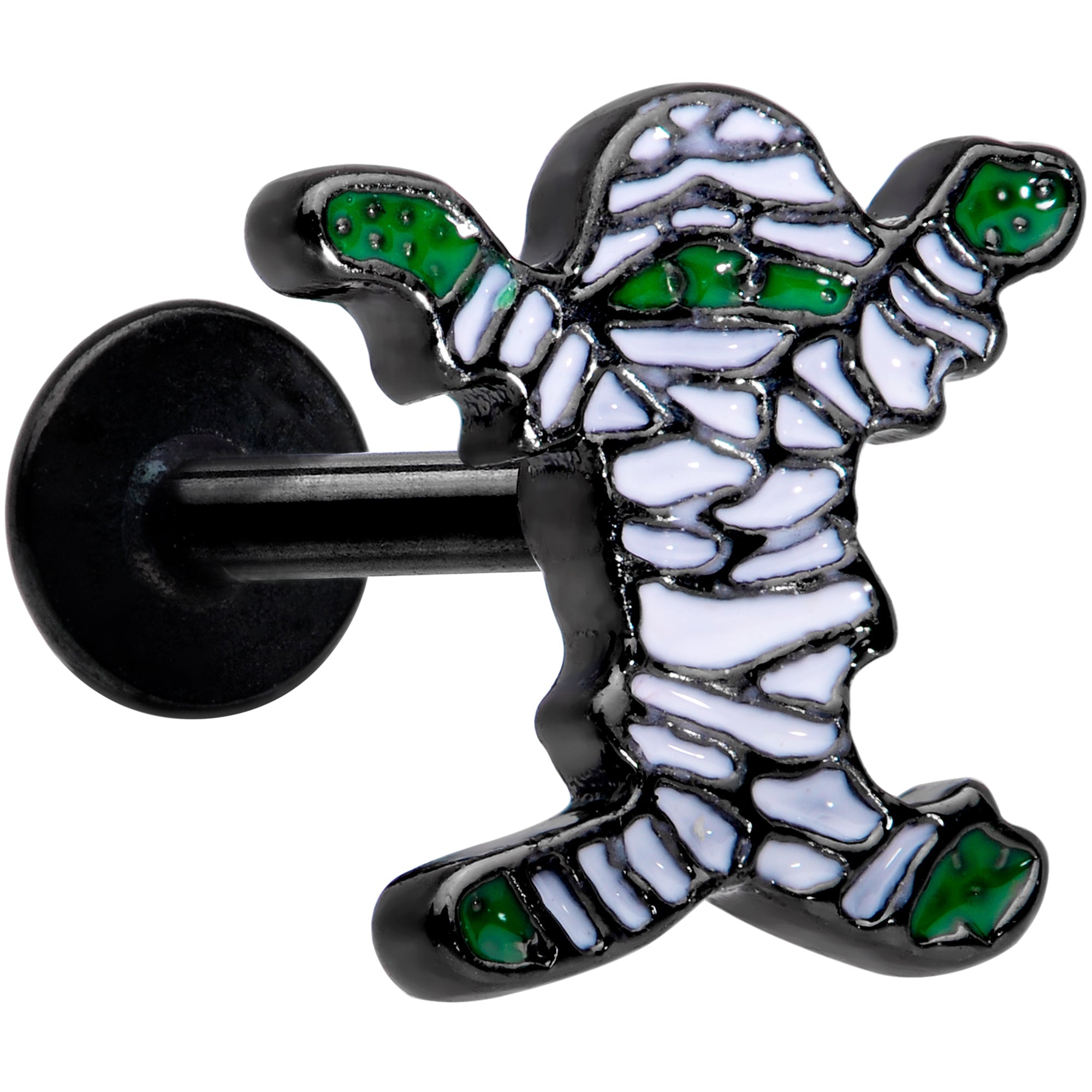 16G 5/16 Black Green Mummy Halloween Labret Monroe Tragus