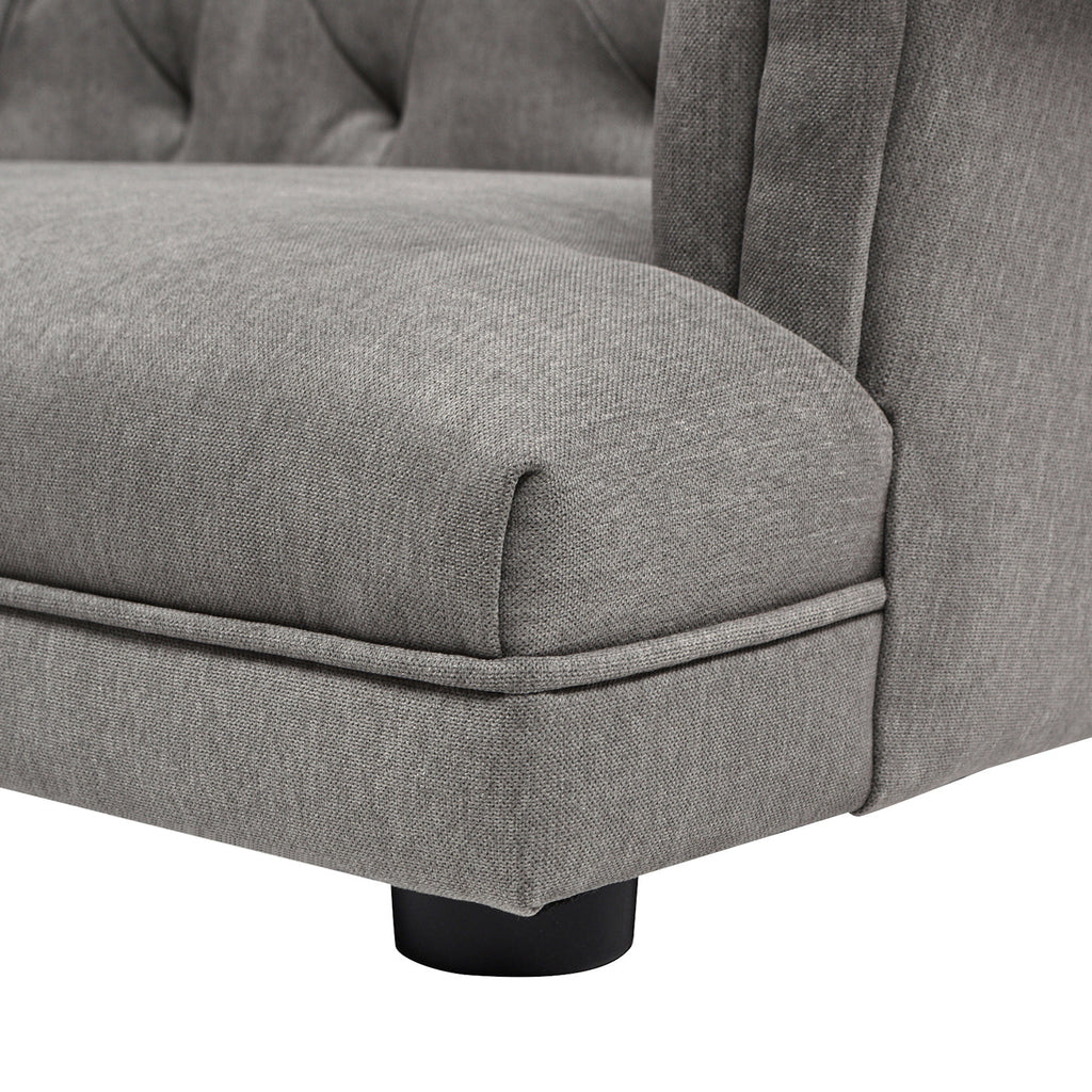 Kiki 36.5' Chesterfield Dog Sofa Bed, Medium, Uptown Gray Stain Resistant High Performance Polyester