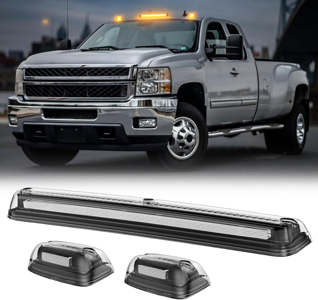 2007-2014 GMC Chevy HD Smoked White Amber LED Roof Cab Lights