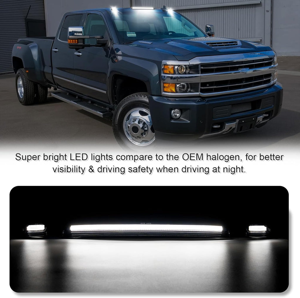 2015-2019 GMC Chevy HD Smoked White Amber LED Roof Cab Lights