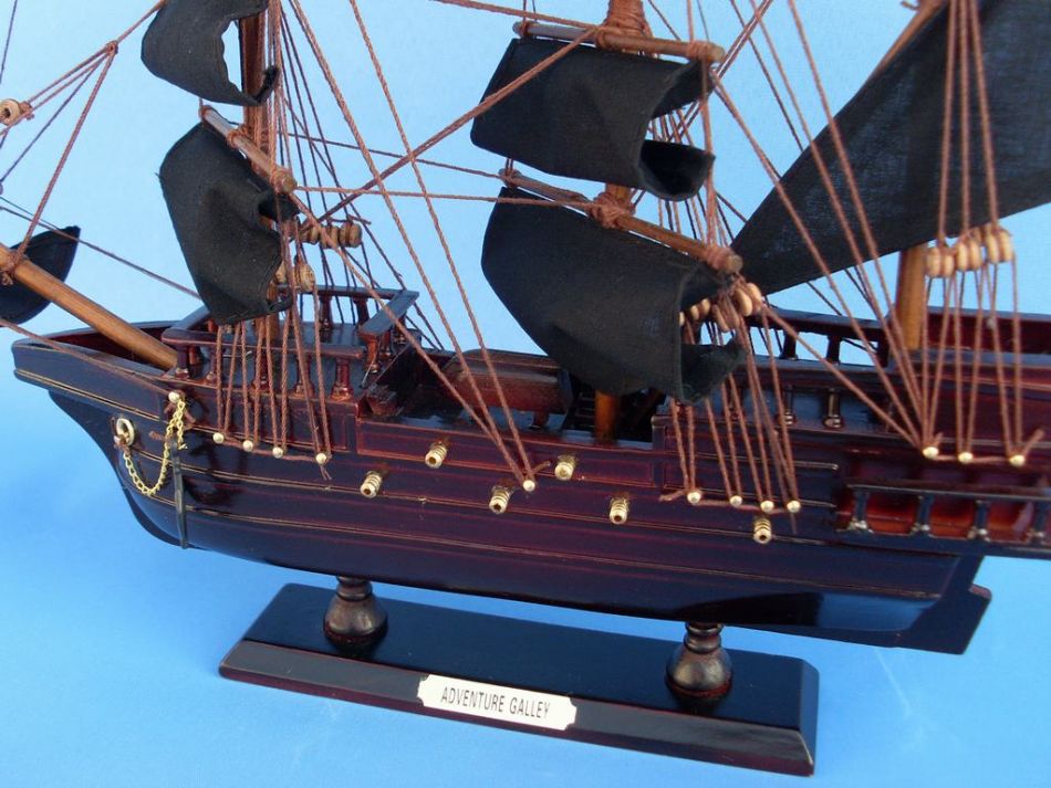 Wooden Captain Kidd's Adventure Galley Model Pirate Ship 15""