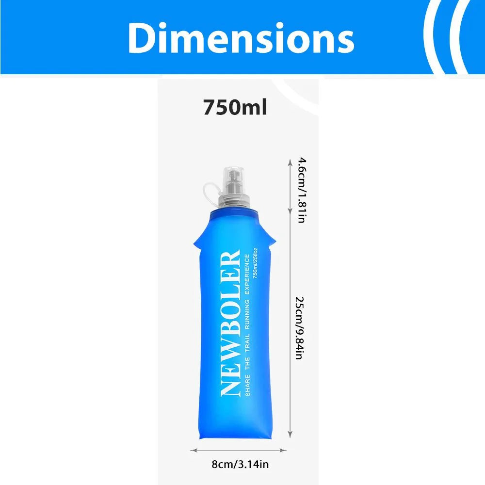 750ml TPU Outdoor Sport Bottle Folding Soft Flask Drink Water Bottle for Running Camping Hiking Bicycle Fitness Water Bag