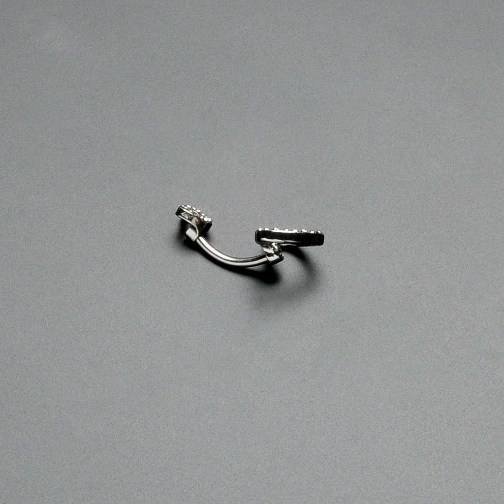 Clear Gem Open Heart Valentine Double Mount Belly Ring