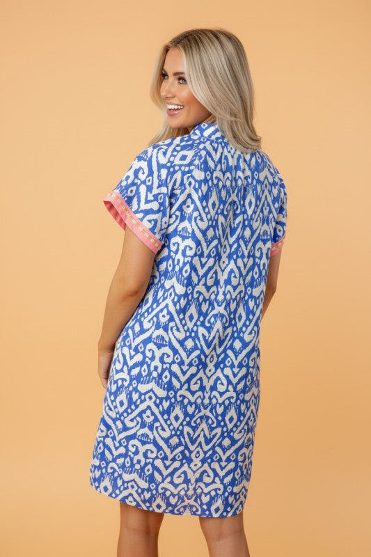 Western Stripe Colorblock Short Sleeve Mini Dress