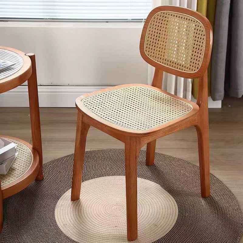 Solid Wood And Rattan Dining Chair Home Use Campana Chair