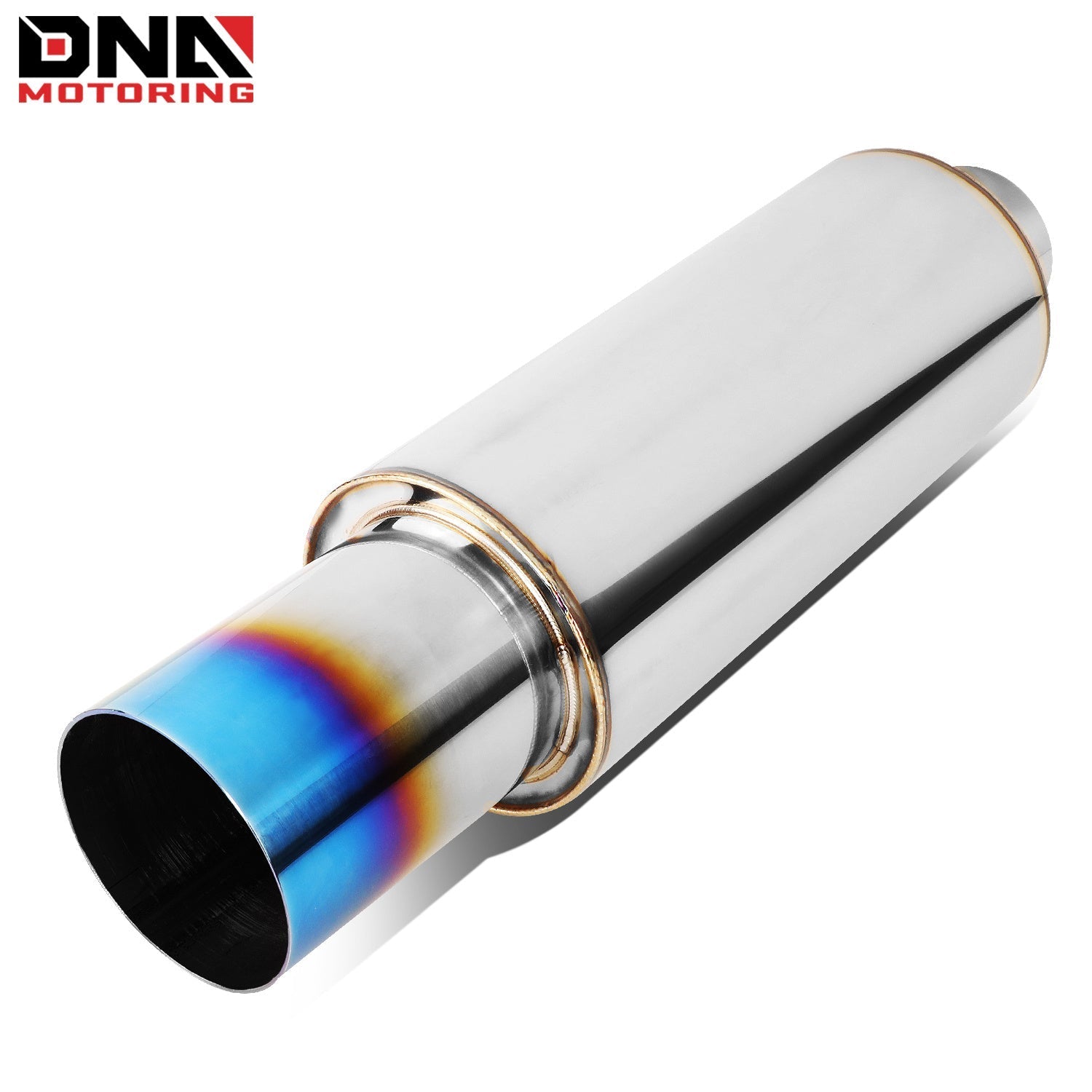 DNA MOTORING Stainless Steel Straight-Through Exhaust Muffler