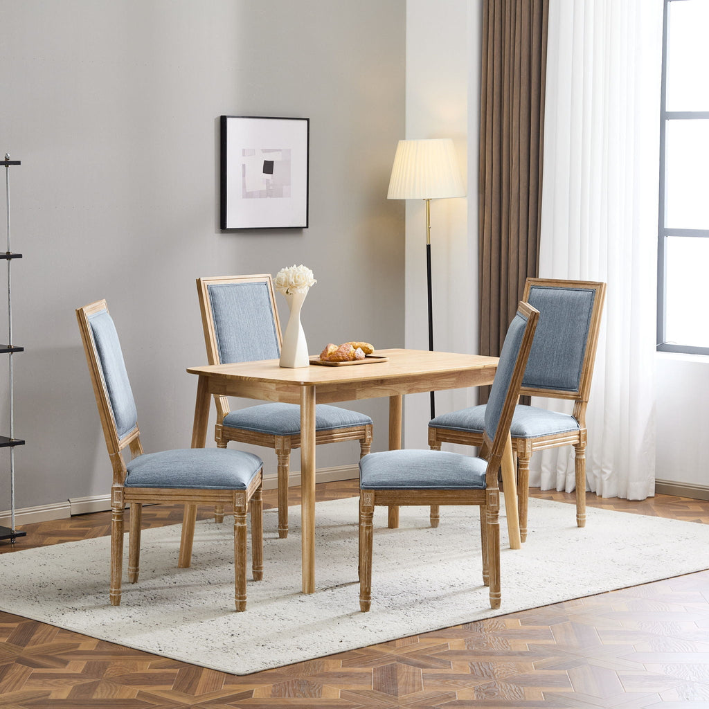 French Country Style Dining Chair with Upholstered Seating and Fluted Legs
