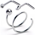 20G Gem Spike L-Shape Nose Ring Ball Twister Double Nose Hoop Ring 3 Pack