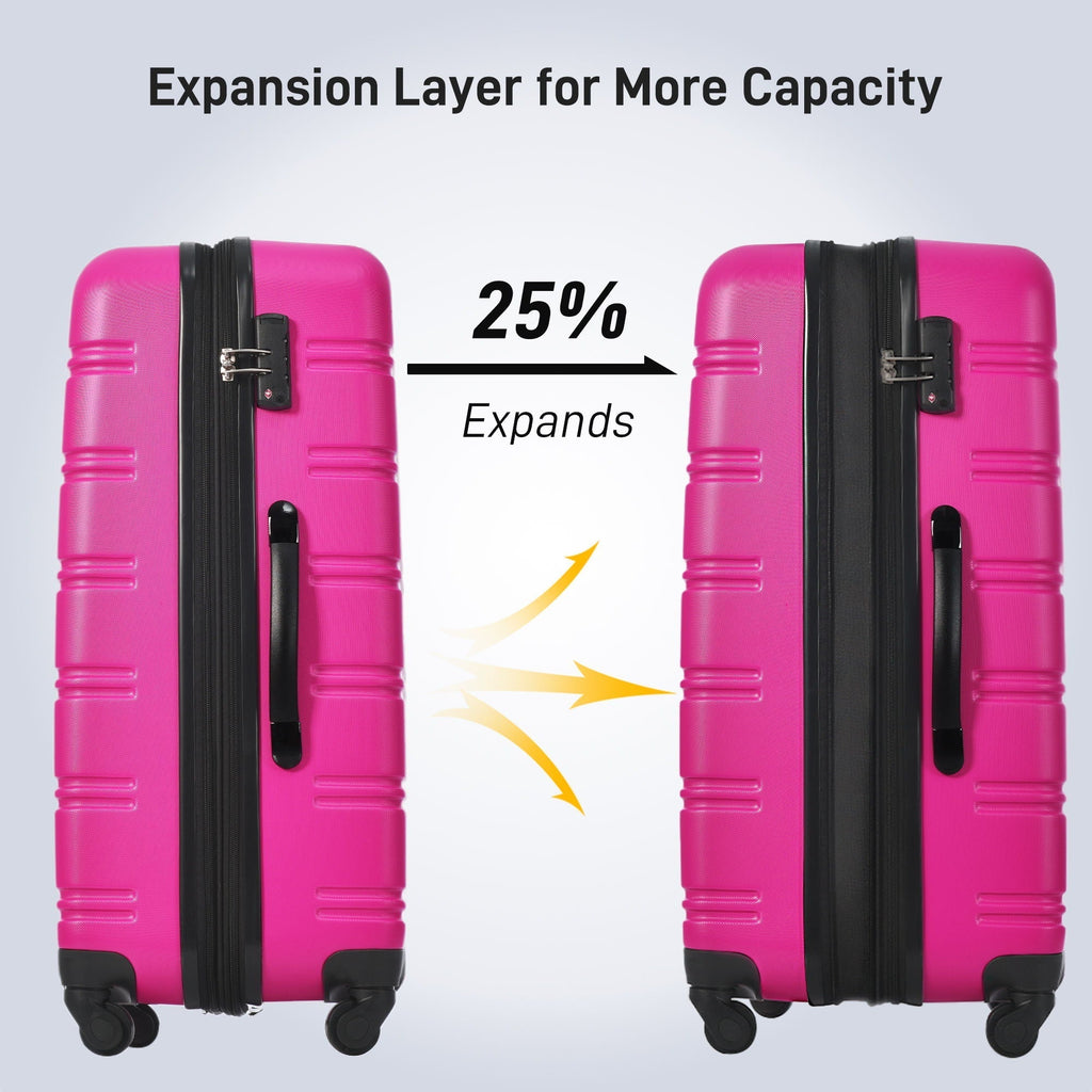 Hardshell Luggage Sets 2 Pieces + Bag Spinner Suitcase With TSA Lock Lightweight 20" / 28" - Pink