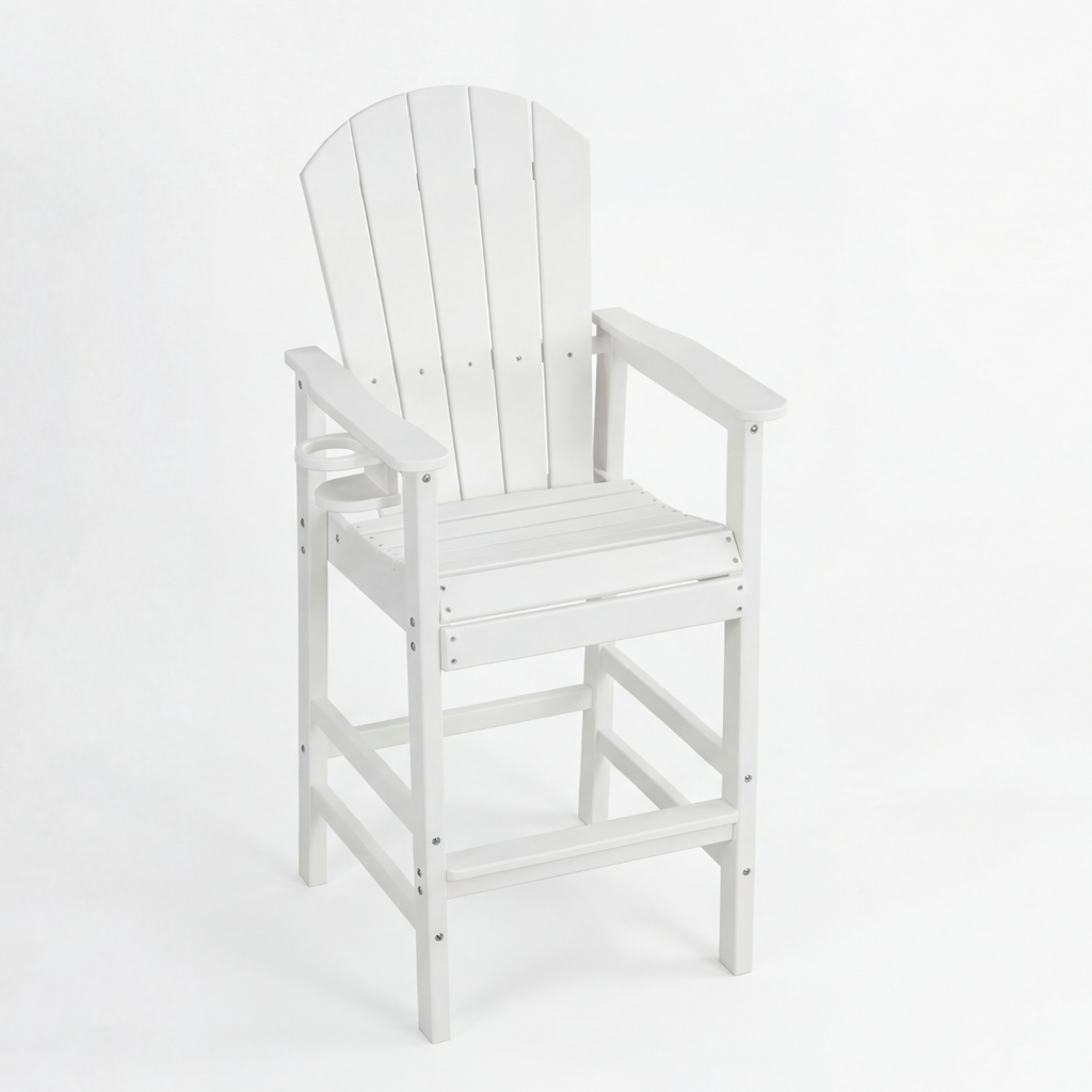HDPE Bar Height Adirondack Patio Chair Outdoor Bar Chair With Cup Holder And Armrests